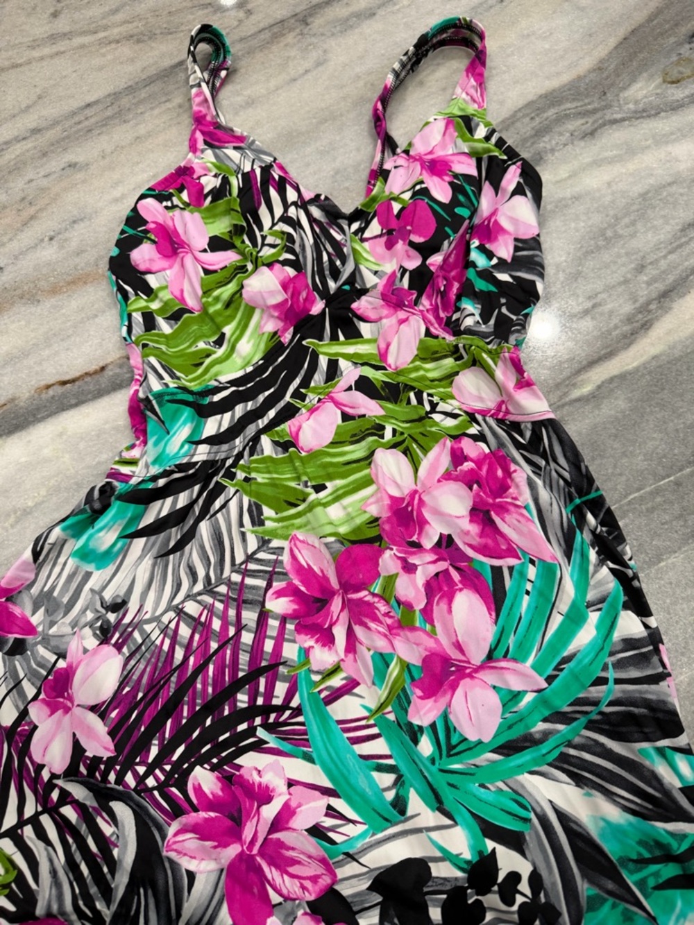 Pink Floral Tropical One-Piece Swimsuit
